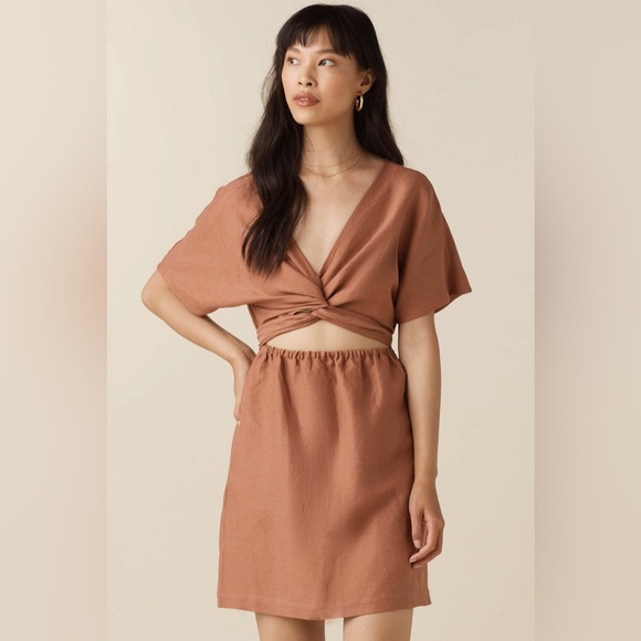 VETTA Dresses & Skirts - Vetta The Convertible Wrap Mini linen blend Dress in new clay
